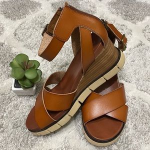 MIA Lauri Wedge Cognac Sandals
